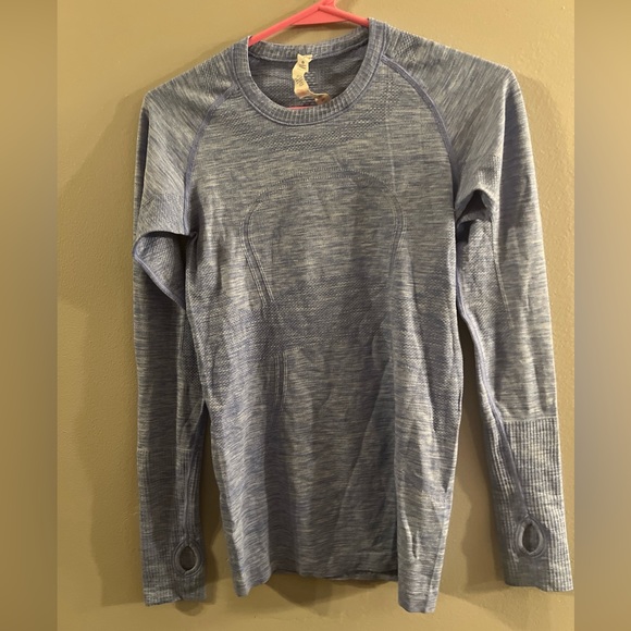Lululemon Swiftly Tech Long Sleeve Top Heathered Lullaby Blue Purple Sz 4 EUC F8